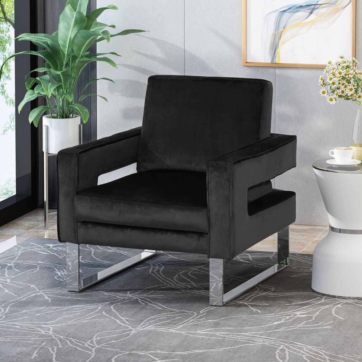 Gray Velvet Club Chair H639840