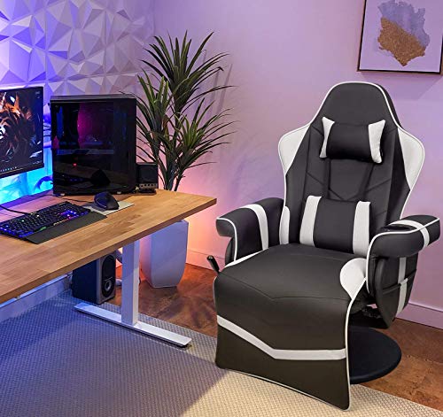 Black Pu Leather Ergonomic Reclining Gaming Sofa Chair with Footrest R688515