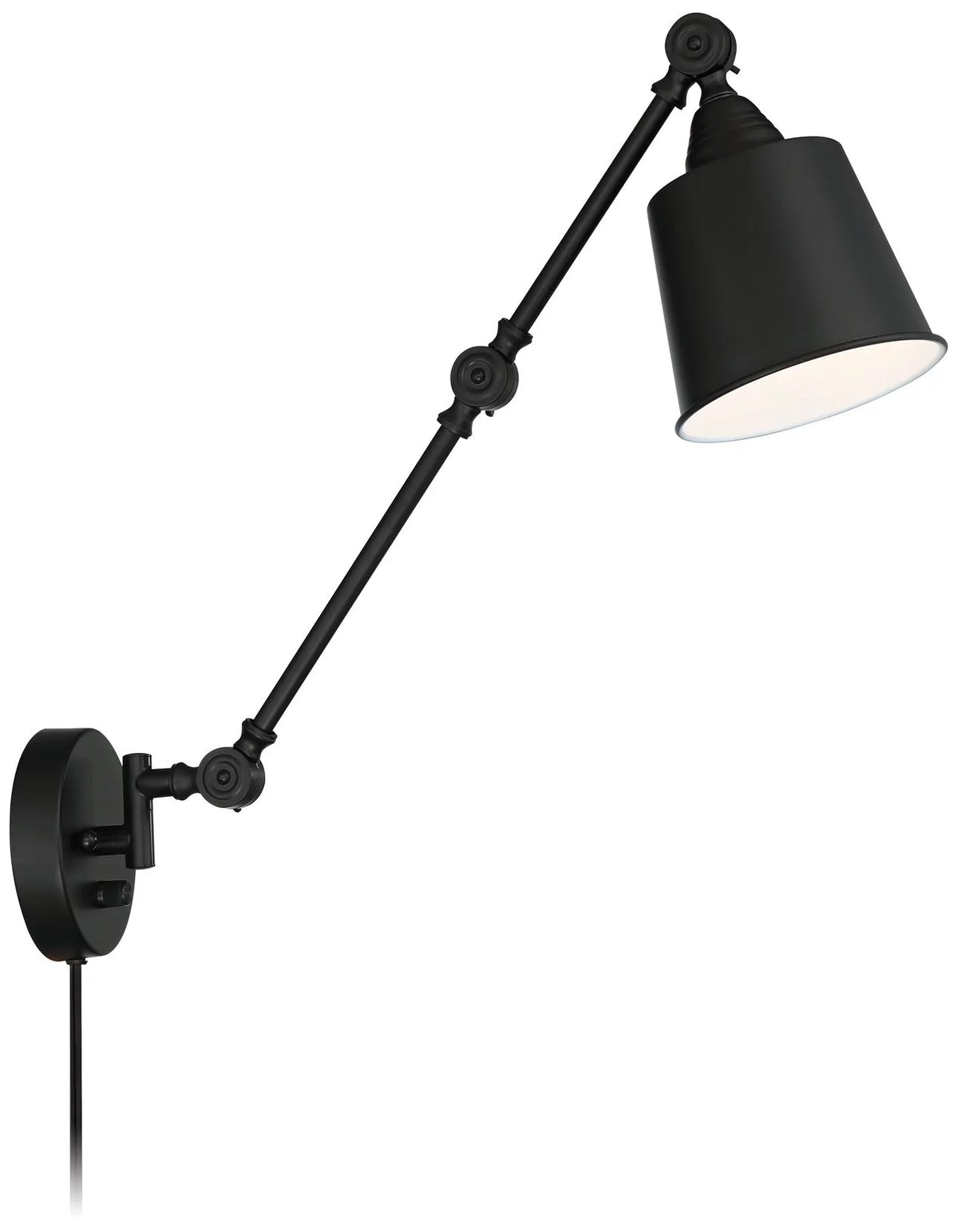 Black Metal Plug-in Wall Lamps Set of 2 T827