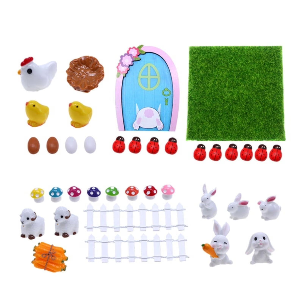 Dollhouse Miniature Rabbit Door Model Accessories Props E7686