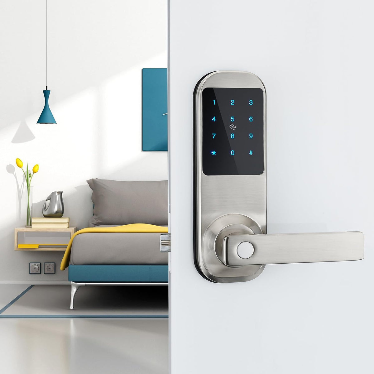 Bluetooth Digital Door Lock, Nickel Brushed O796