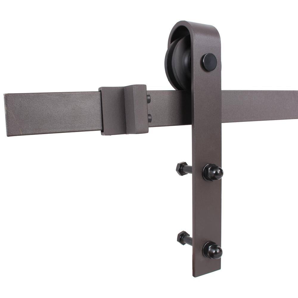 Jungle Green Stained Wood Interior Sliding Barn Door with Hardware Kit F759064