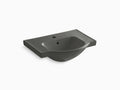 24 In. Pedestal Bathroom Sink Basin with Single Faucet Hole, Thunder Grey H432