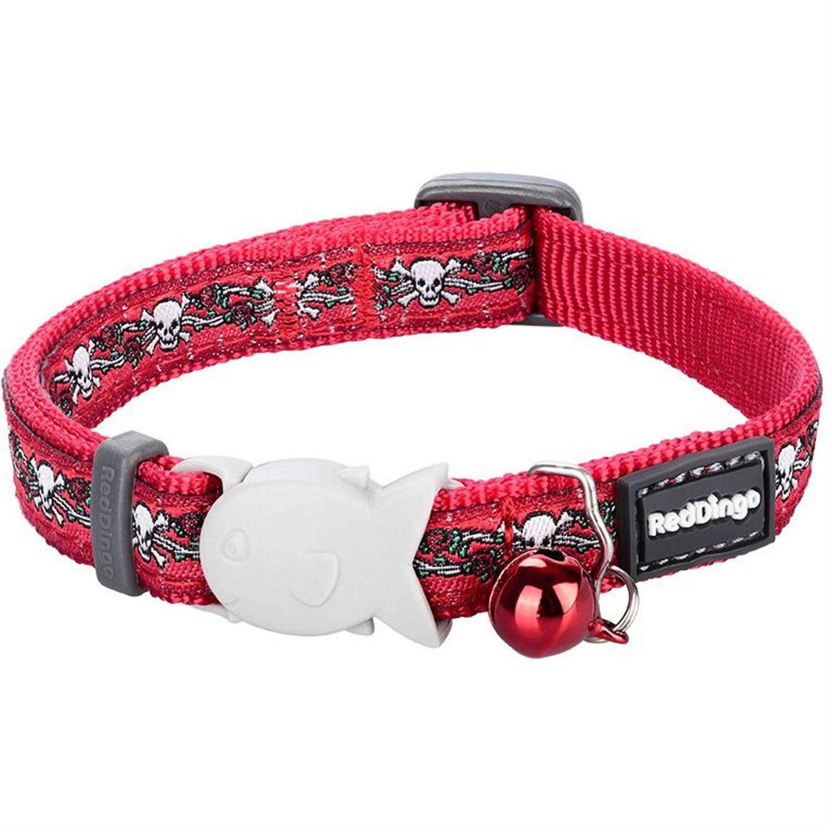 Red Dingo Cat Collar Skull & Roses Red L51414