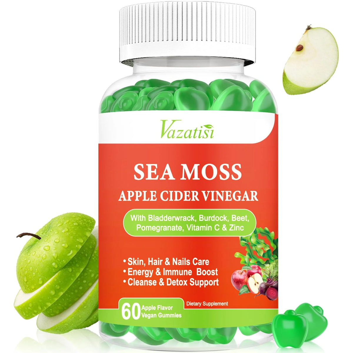Apple Flavor Vegan Irish Sea Moss Gummies A73672