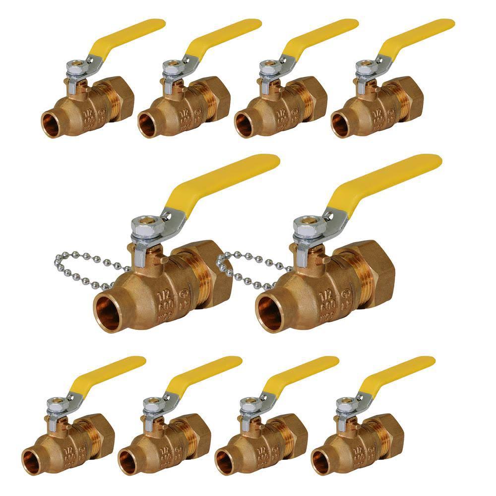 3/4 in. Brass Full Port Hose Ball Valve with Chain and Cap (10 Pack) A126545