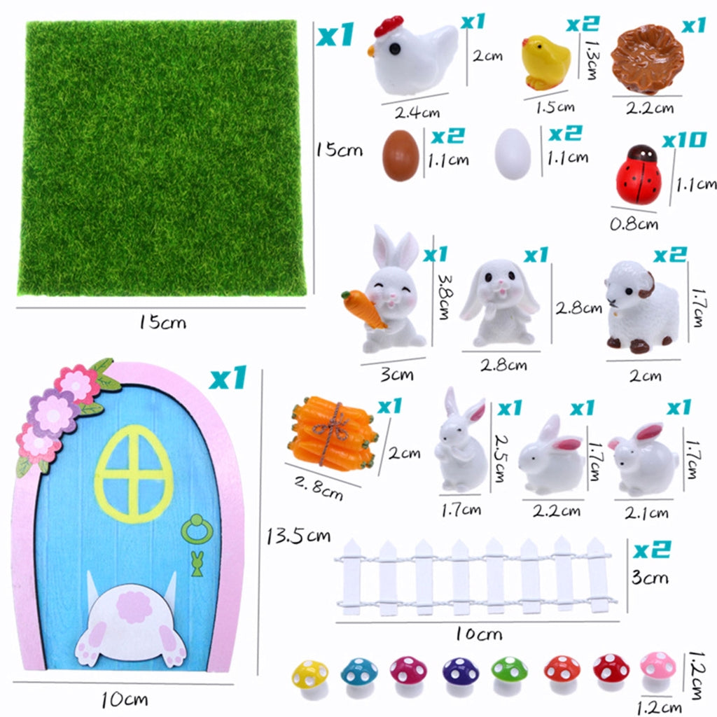 Dollhouse Miniature Rabbit Door Model Accessories Props E7686