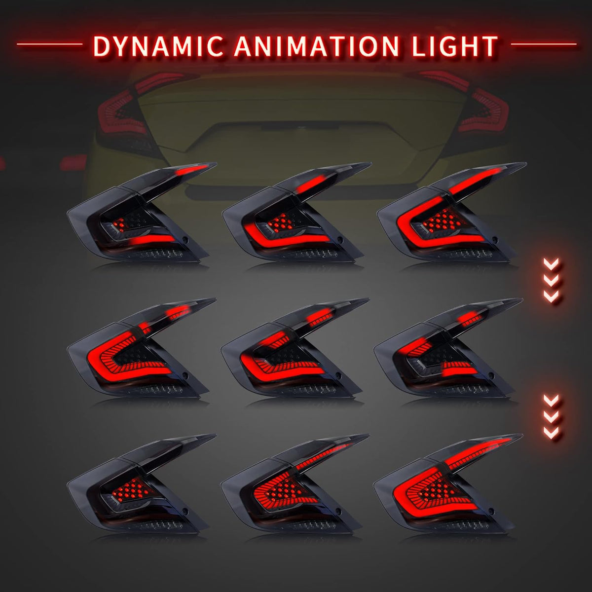 LED Clear Taillights Assembly for 2016-2020 Honda Civic Sedan, Set U77736