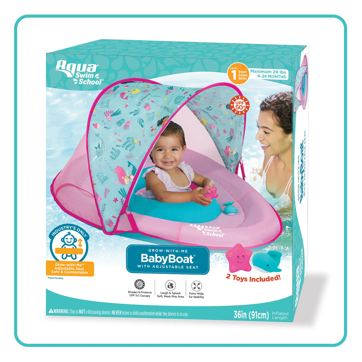 Pink Baby Pool Float Boat with 2 Toys T25688