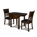 Solid Wood Drop Leaf Dining Table with 2 Chairs in Brown R28132