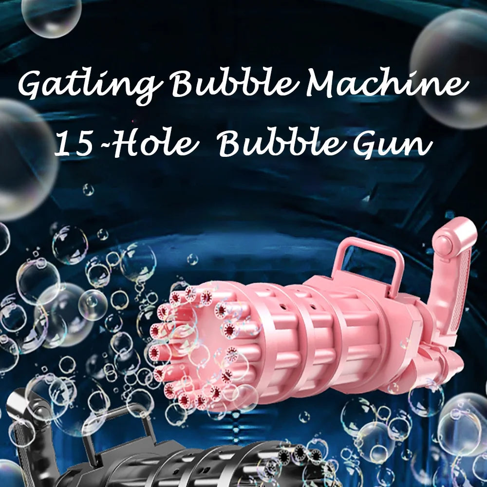 Pink 15-Hole Automatic Bubble Machine Gun F558