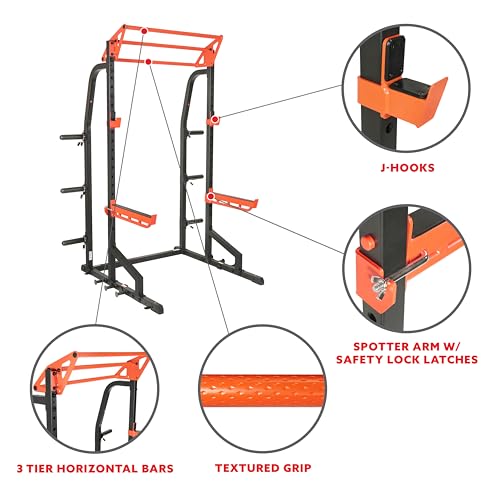 Half Rack Power Cage with J-Hooks and Pull Up Bar S1987