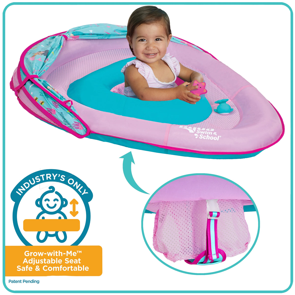 Pink Baby Pool Float Boat with 2 Toys T25688