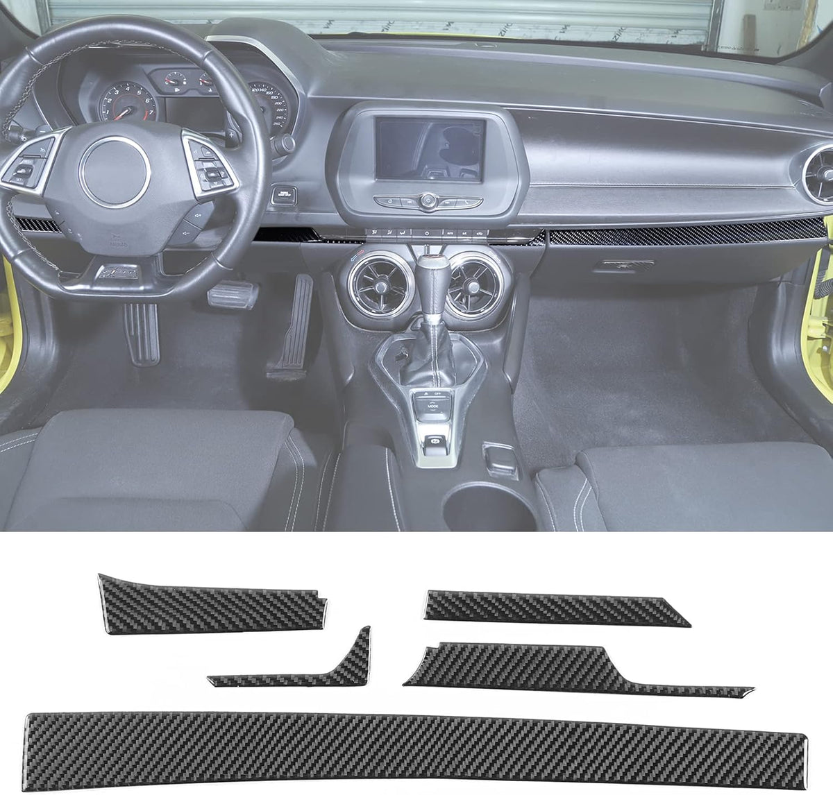 5PCS Real Carbon Fiber Center Console Dashboard Panel Cover Trim Sticker N176