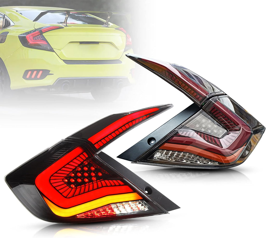 LED Clear Taillights Assembly for 2016-2020 Honda Civic Sedan, Set U77736