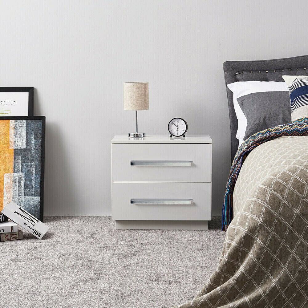 High Gloss 2 Drawer Nightstand with LED Light Z641014