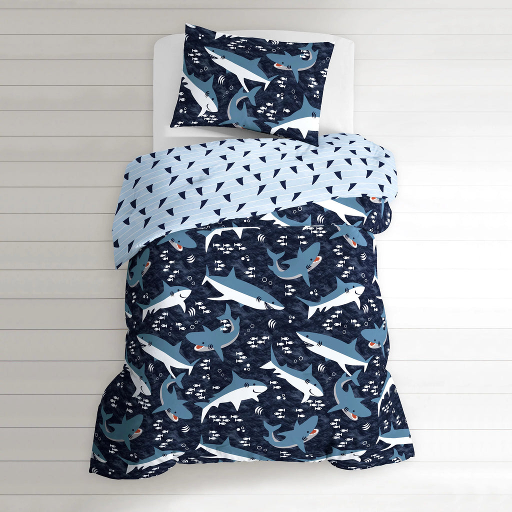 Navy Polyester Cotton Twin 2 Piece Comforter Set E9452