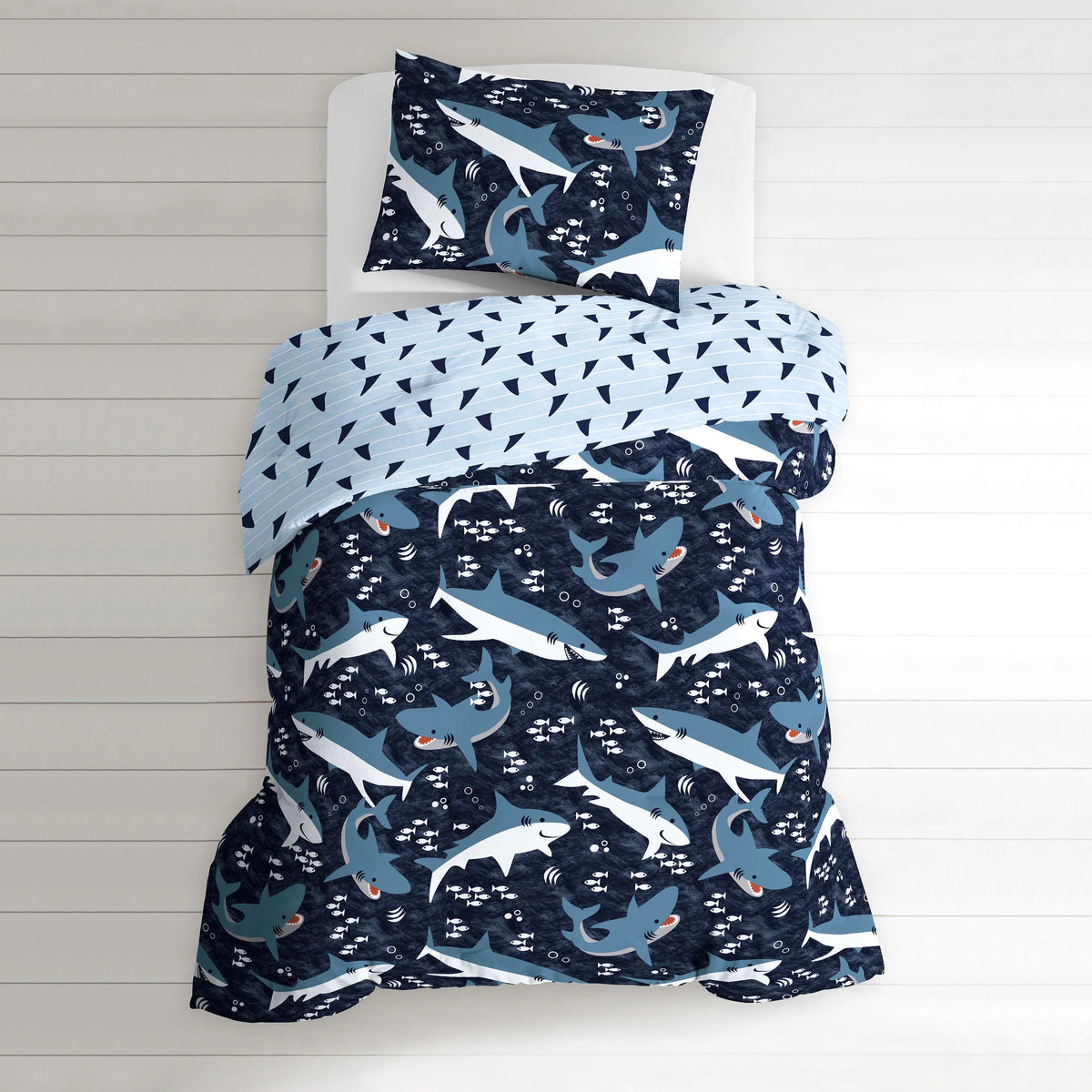 Navy Polyester Cotton Twin 2 Piece Comforter Set E9452