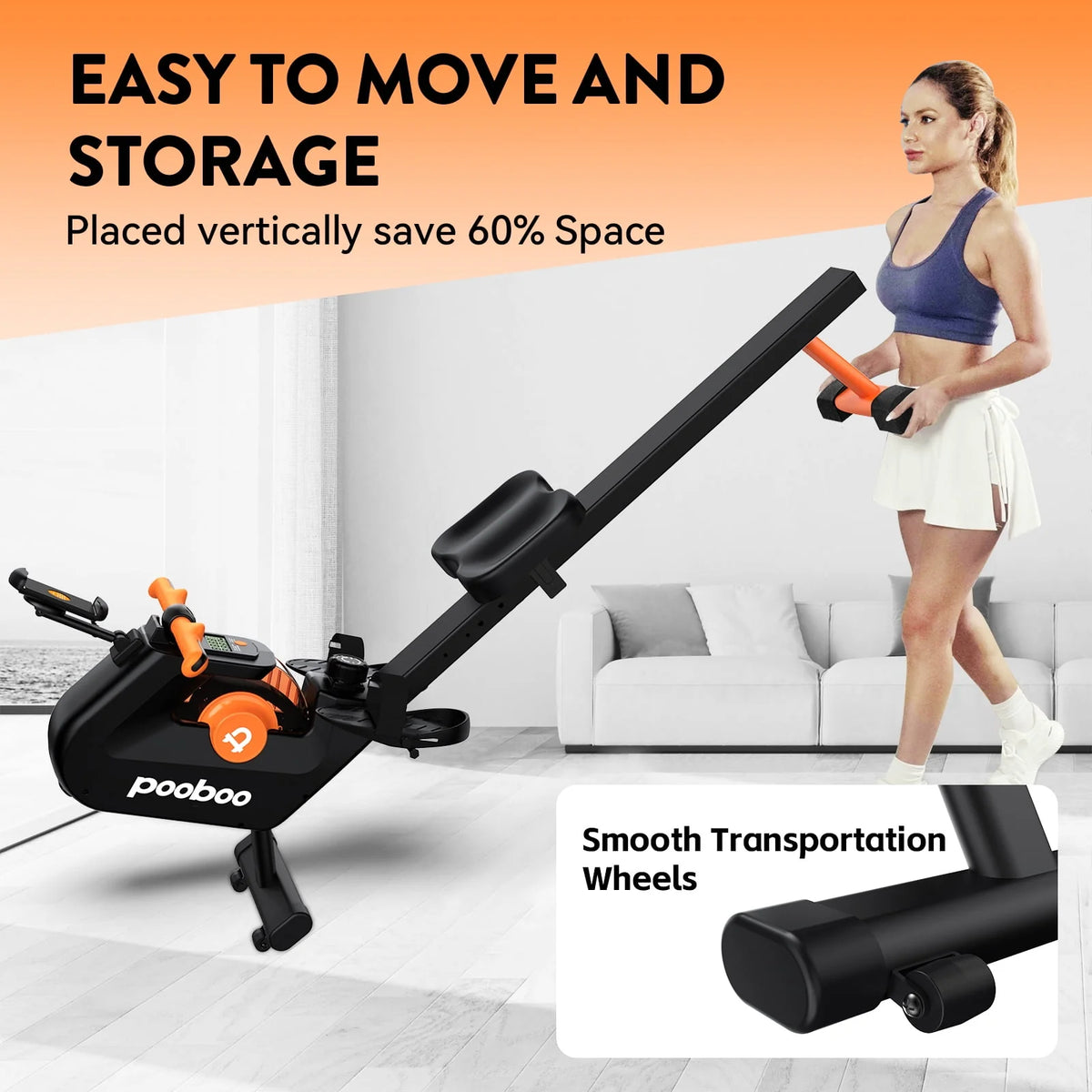 Foldable Magnetic Rowing Machine 8 Level Resistance L593