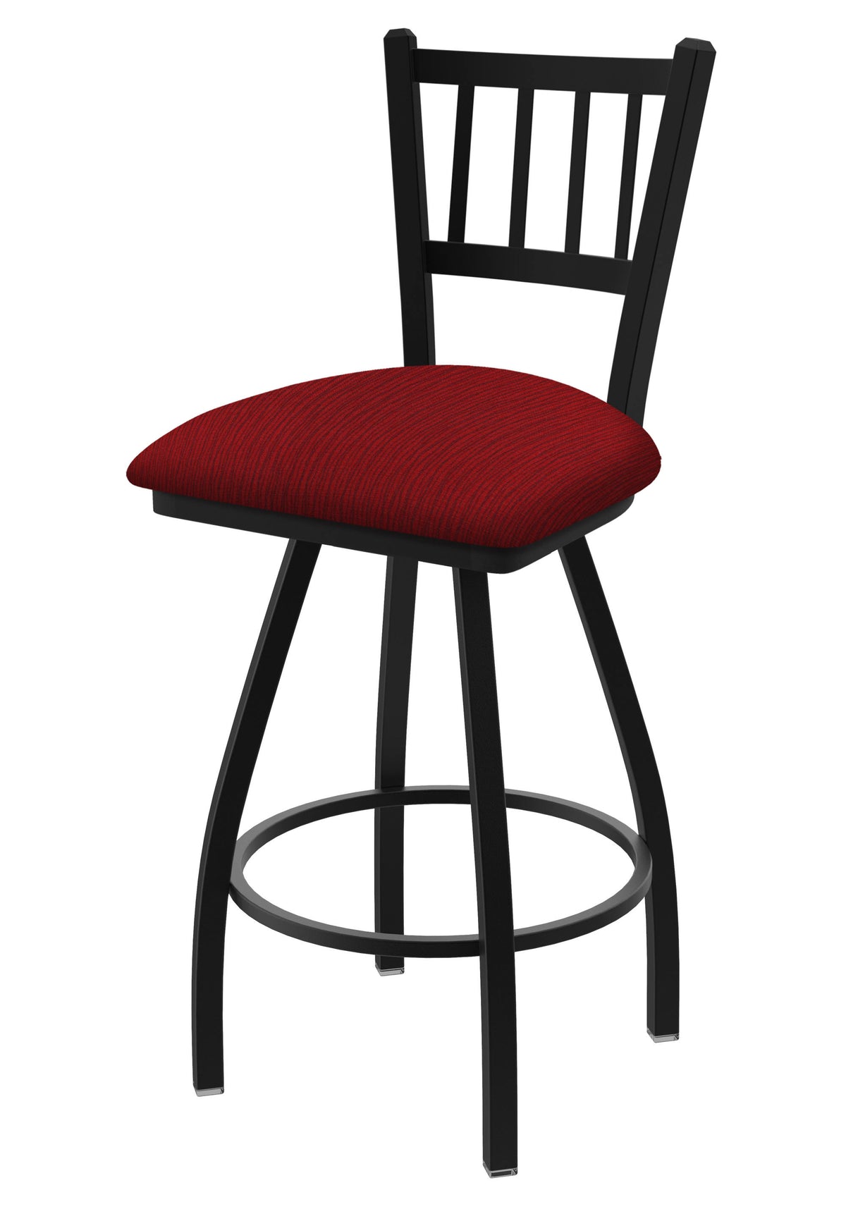 Black Wrinkle Swivel Stool with Paprika Seat E510