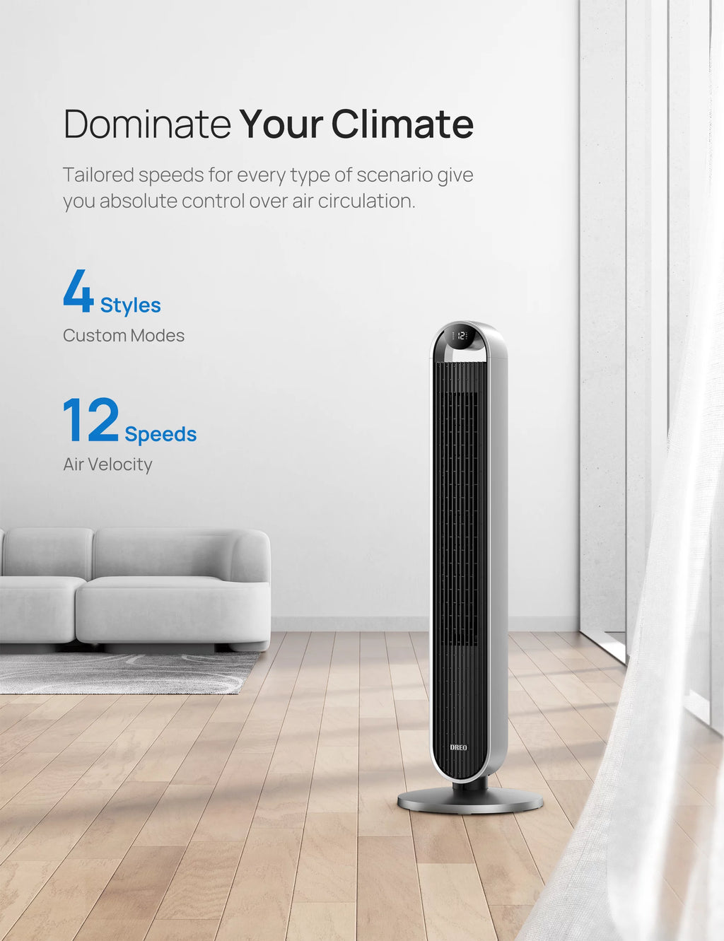 Tower Fan with Remote 42 Inch 12 Speeds 12H Timer C50744