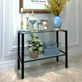 Glass Console Table with Black Metal Leg, 2 Tier Storage P95906