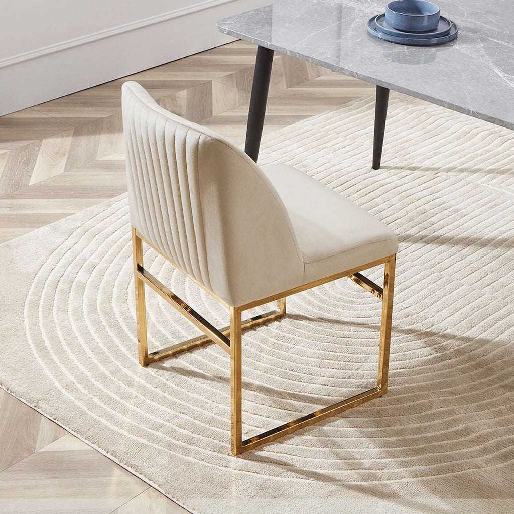 Set of 2 Upholstered Velvet Dining Chairs with Gold Metal Base A3561