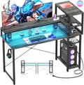 Black 47 inch Computer Desk with Power Outlet and USB Ports N765