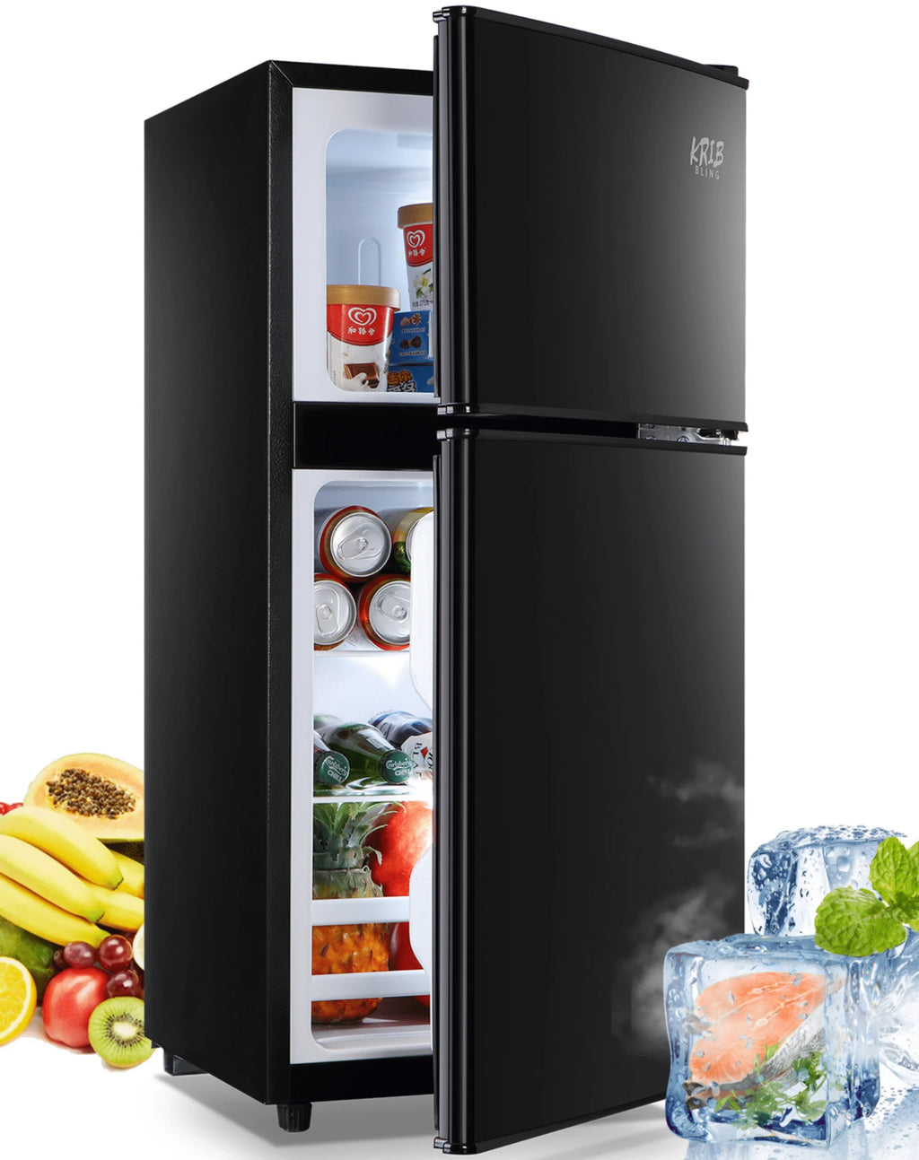 3.5 cu.ft Two Door Compact Refrigerator with Freezer, Red B73163