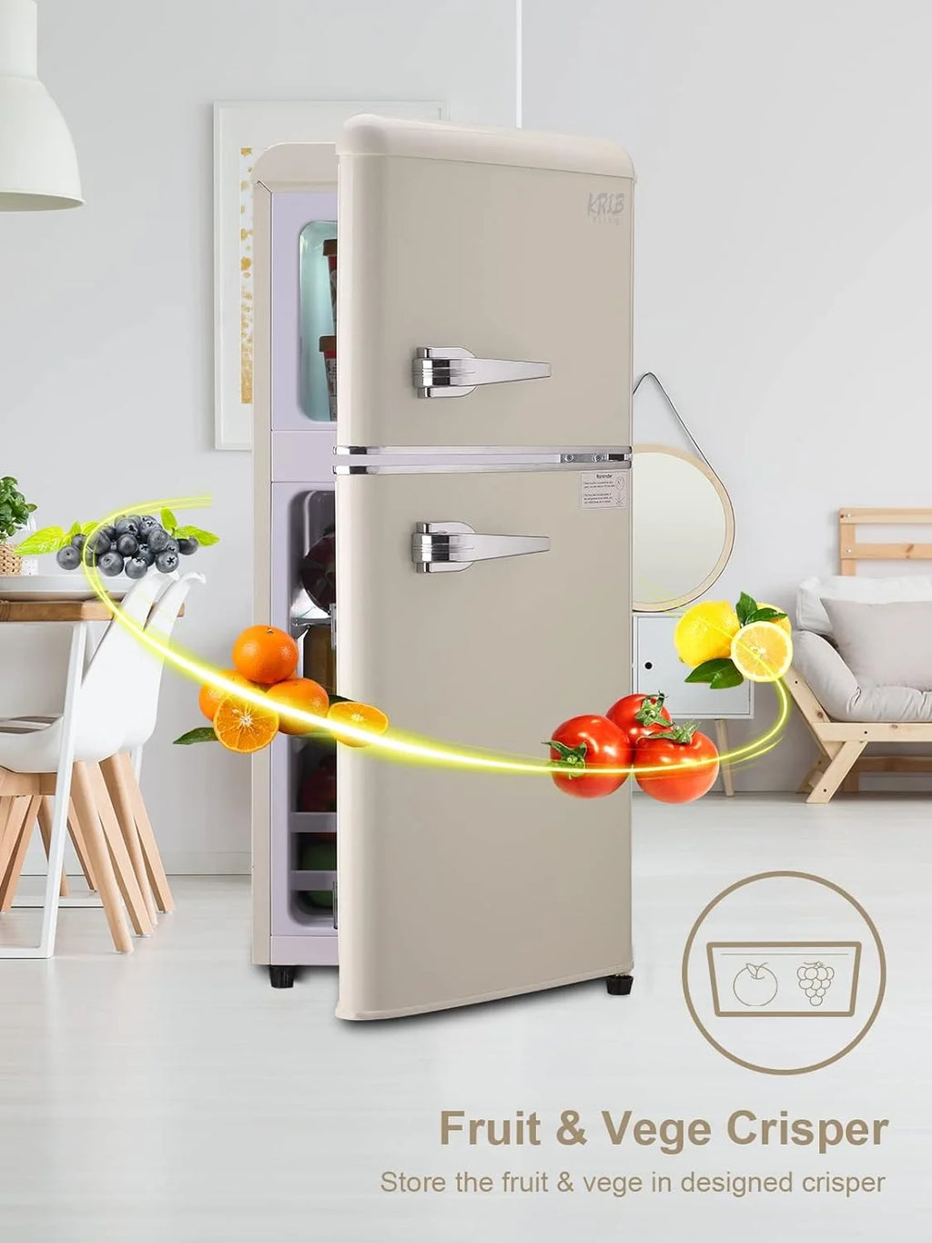 3.5 cu.ft Two Door Compact Refrigerator with Freezer, Red B73163