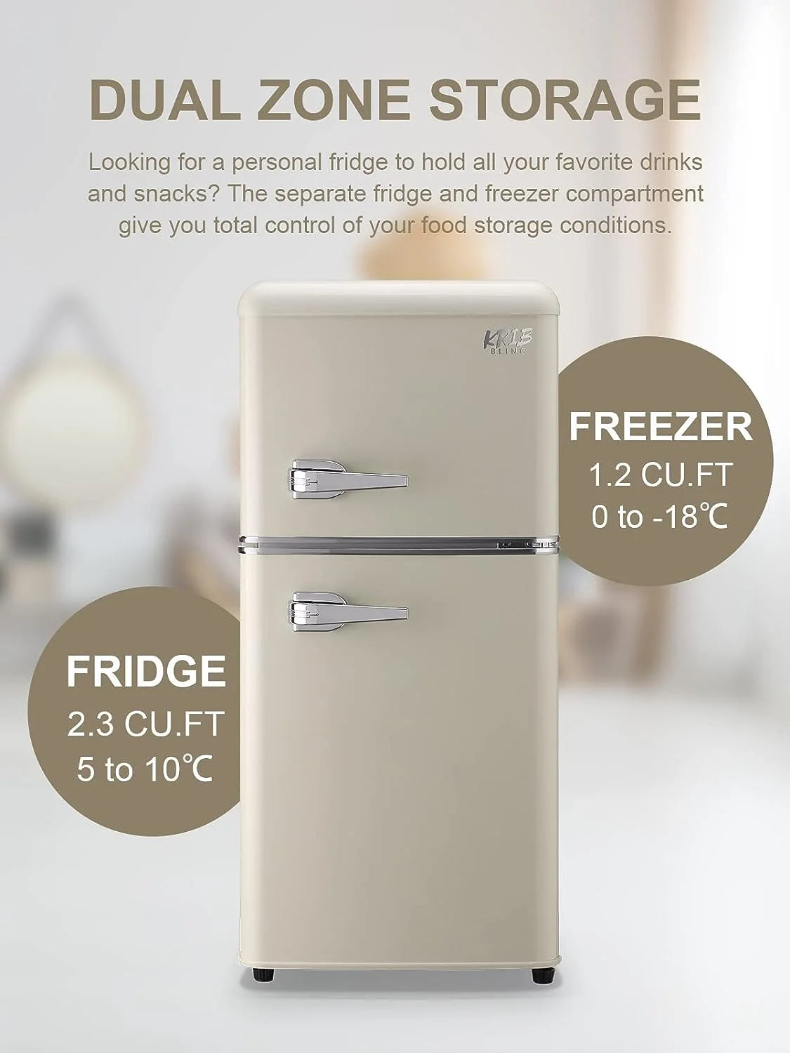 3.5 cu.ft Two Door Compact Refrigerator with Freezer, Red B73163
