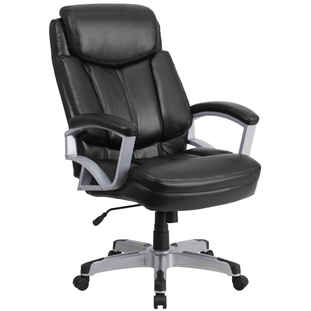Black LeatherSoft Executive Swivel Office Chair with Arms E175