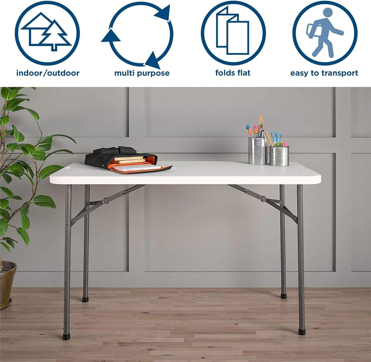White 4 ft. Folding Utility Table Y651130