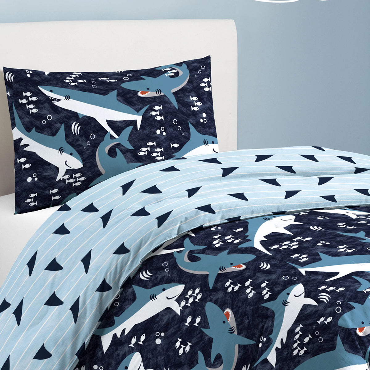Navy Polyester Cotton Twin 2 Piece Comforter Set E9452