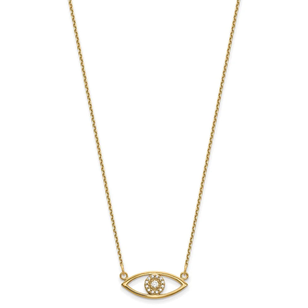 14 Karat Yellow Gold Diamond Evil Eye Necklace A655063