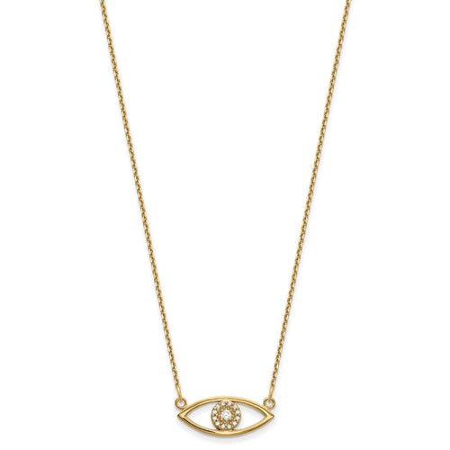 14 Karat Yellow Gold Diamond Evil Eye Necklace A655063
