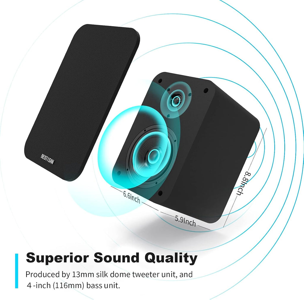 Bluetooth Bookshelf Active Speakers, 50W RMS, Pair, Black R515424