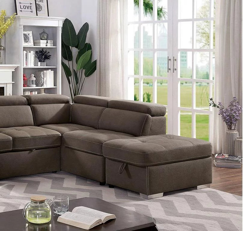 Light Brown Nabuck Sectional Sofa N387