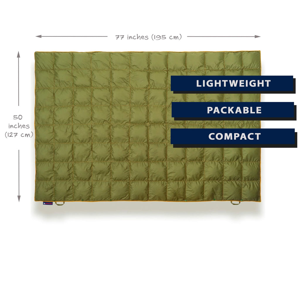 Puffy Packable Water-Resistant Camping Blanket (Olive) Q834