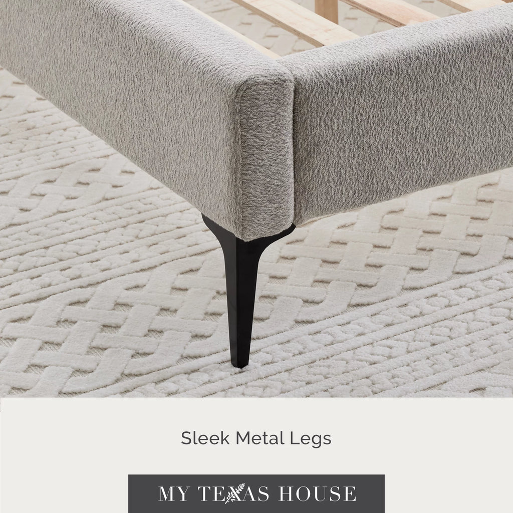 Queen Light Gray Upholstered Platform Bed U7572