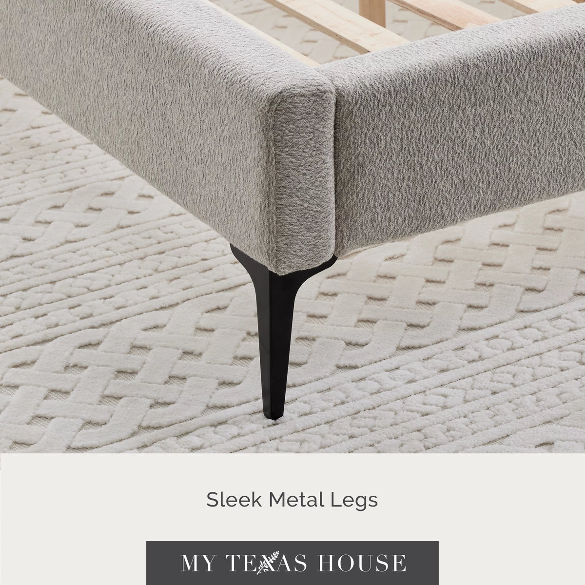 Queen Light Gray Upholstered Platform Bed U7572