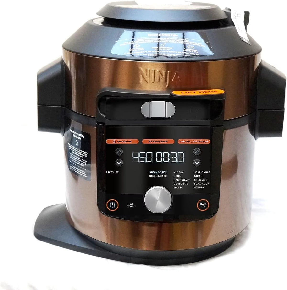 Restored Ninja 8 Qt. Pressure Cooker Steam Fryer with 5 Qt. Crisp Basket J6669