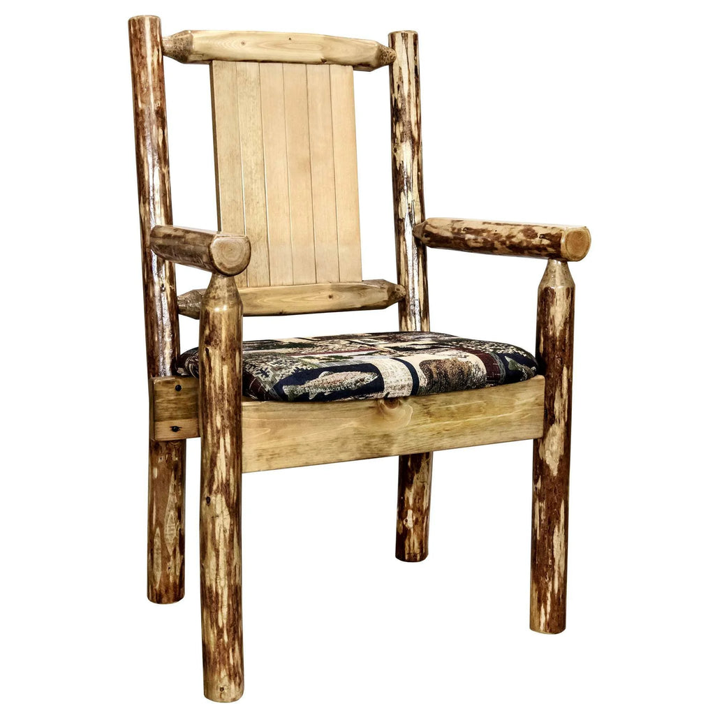 Woodland Upholstery Laser Engraved Elk Design Captain's Chair B46266