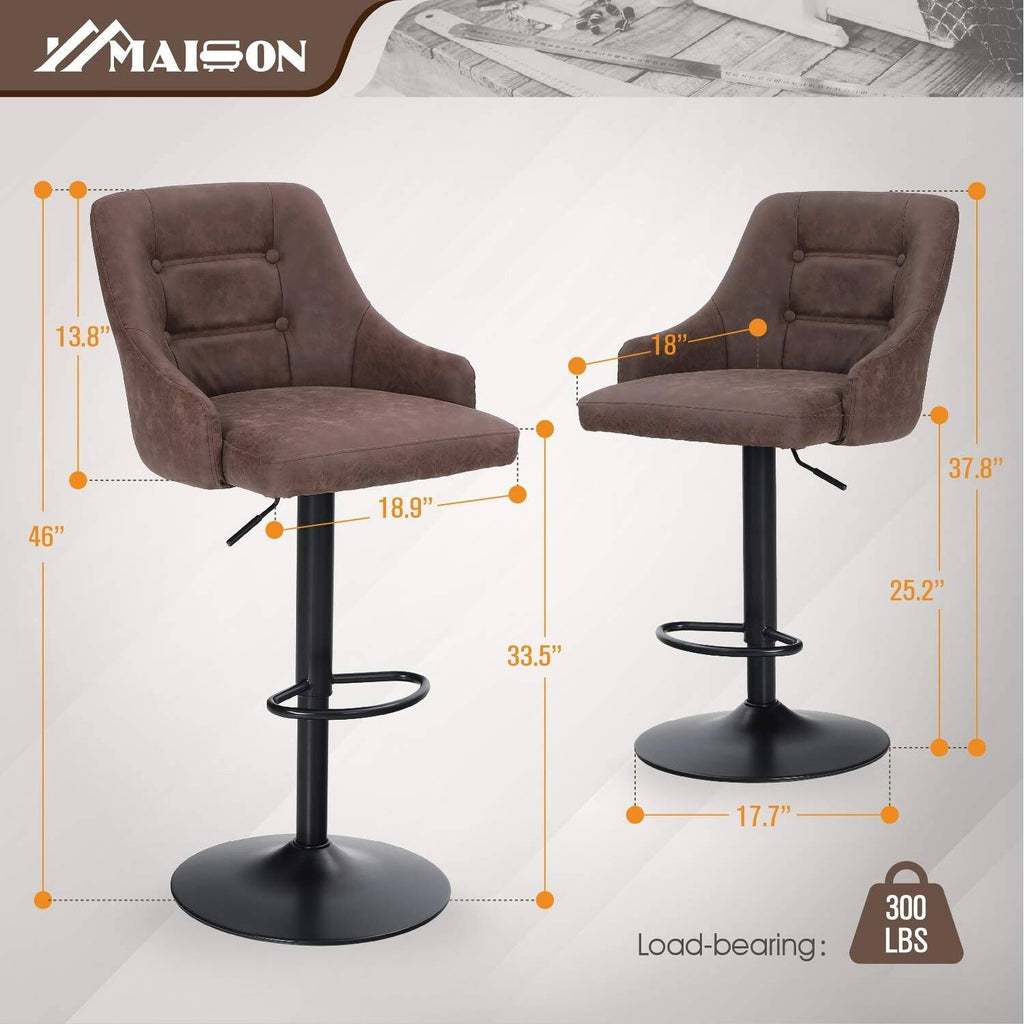 Brown Faux Leather Swivel Bar Stool H363415