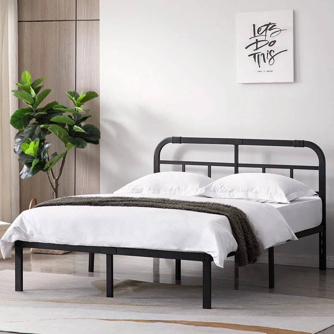 14 inch Queen Bed Frame with Headboard S6339