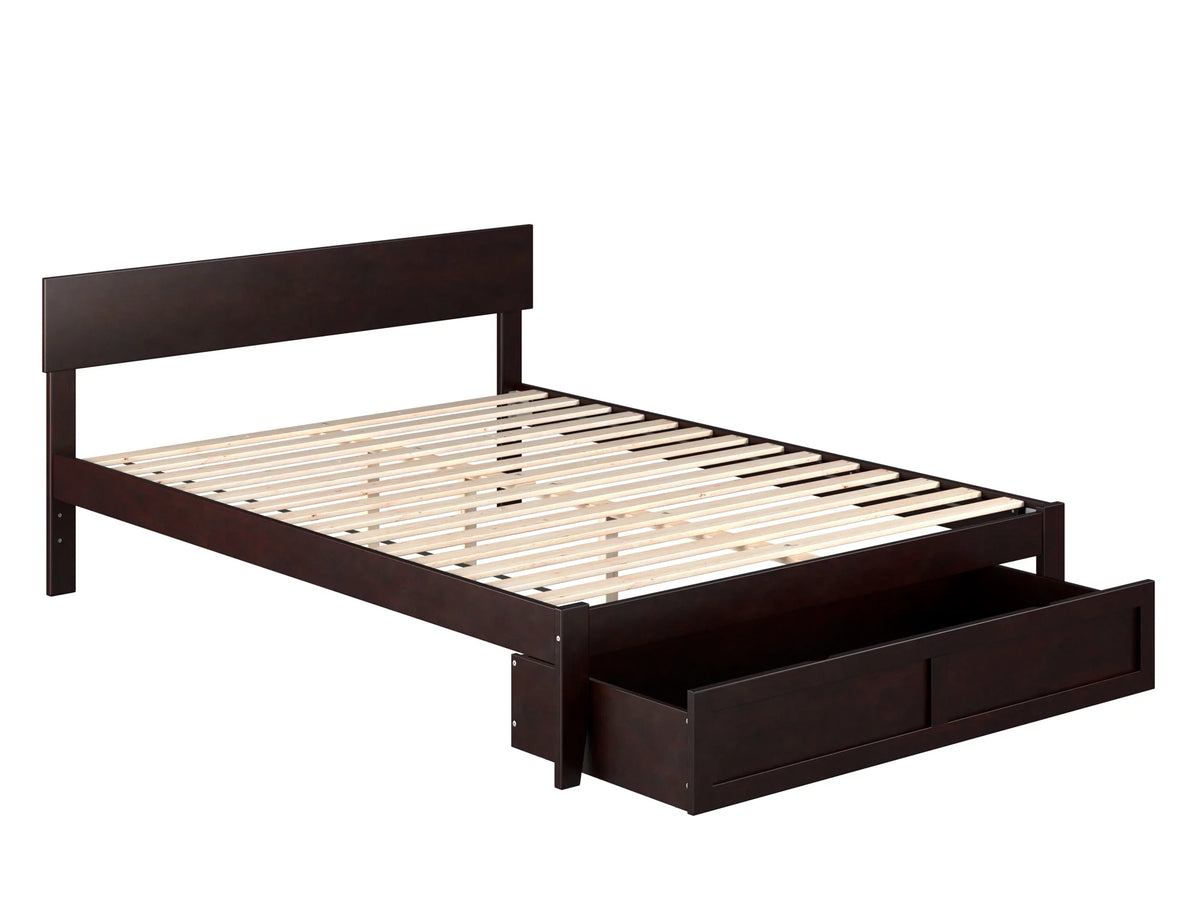 Queen Wood Platform Bed Frame with Foot Drawer Storage A4405