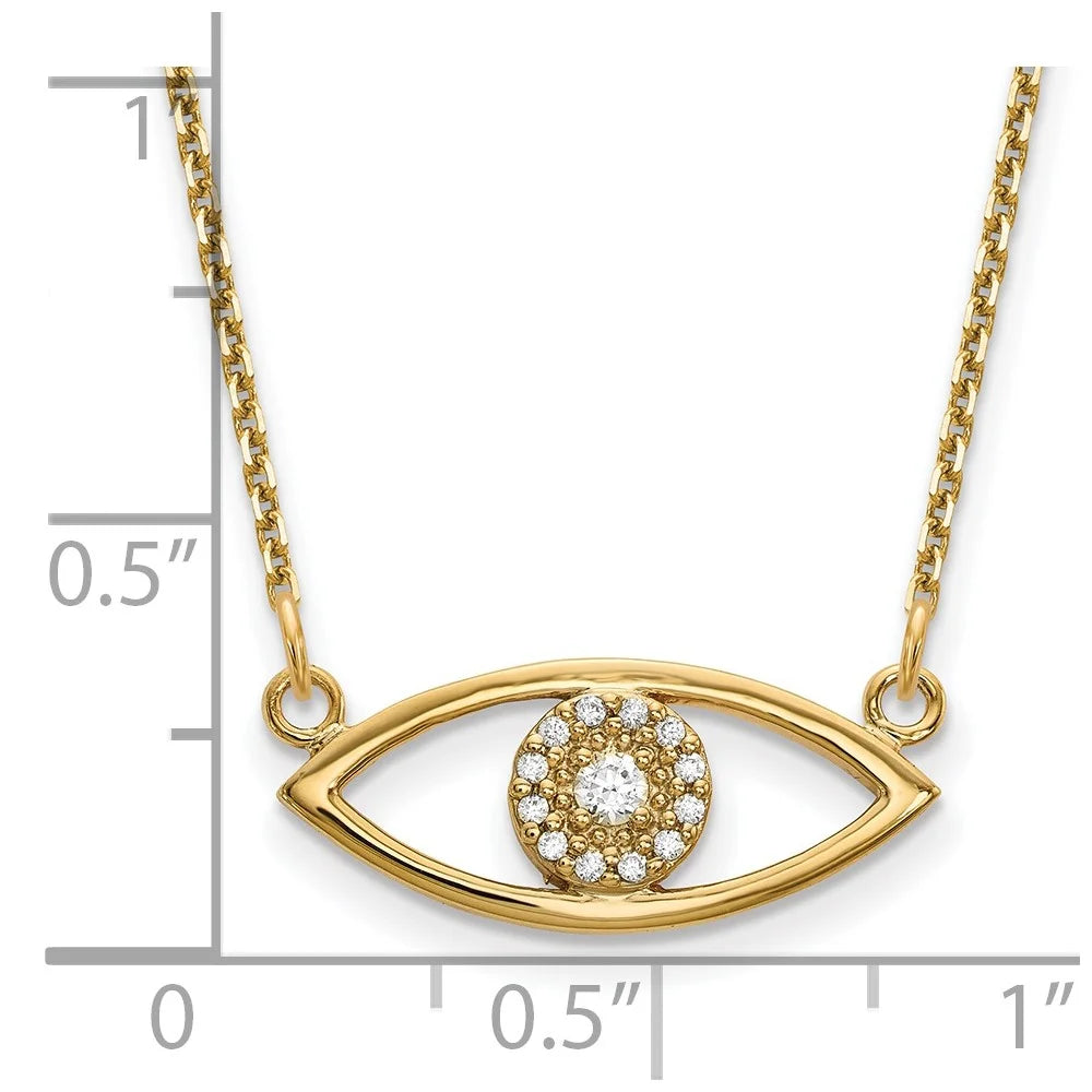 14 Karat Yellow Gold Diamond Evil Eye Necklace A655063