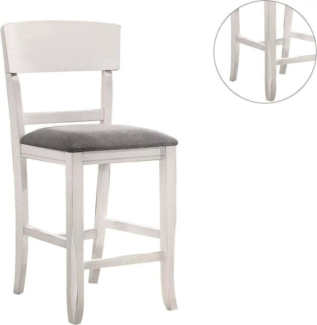White Set of 6 Counter Height Chairs Light Gray Fabric Seat I652