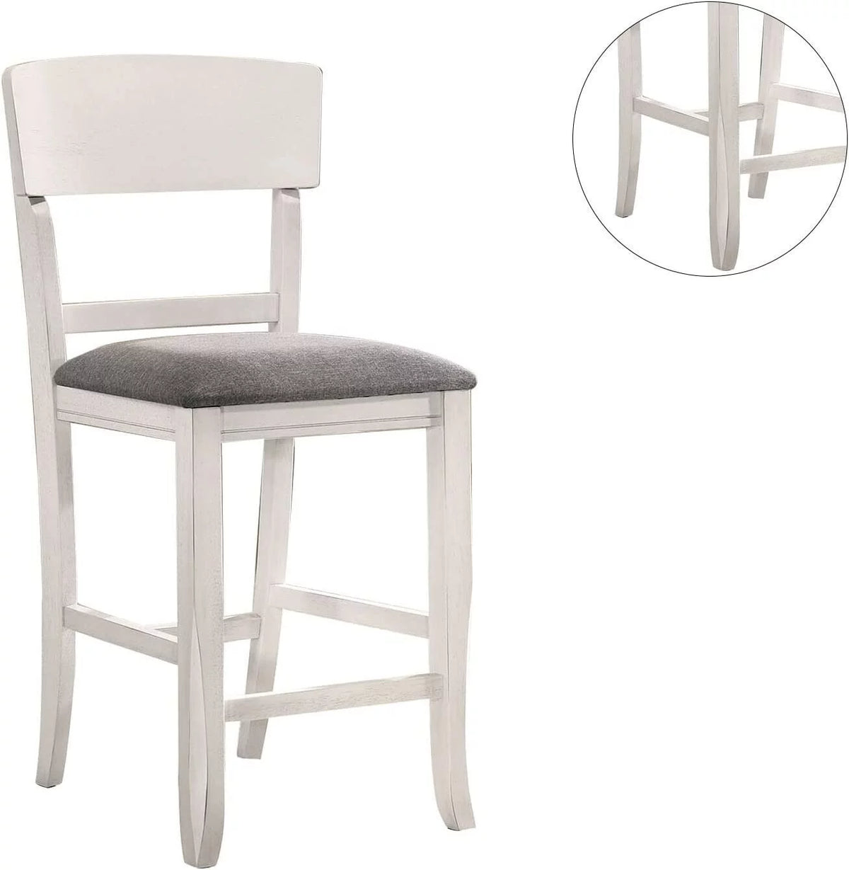White Set of 6 Counter Height Chairs Light Gray Fabric Seat I652