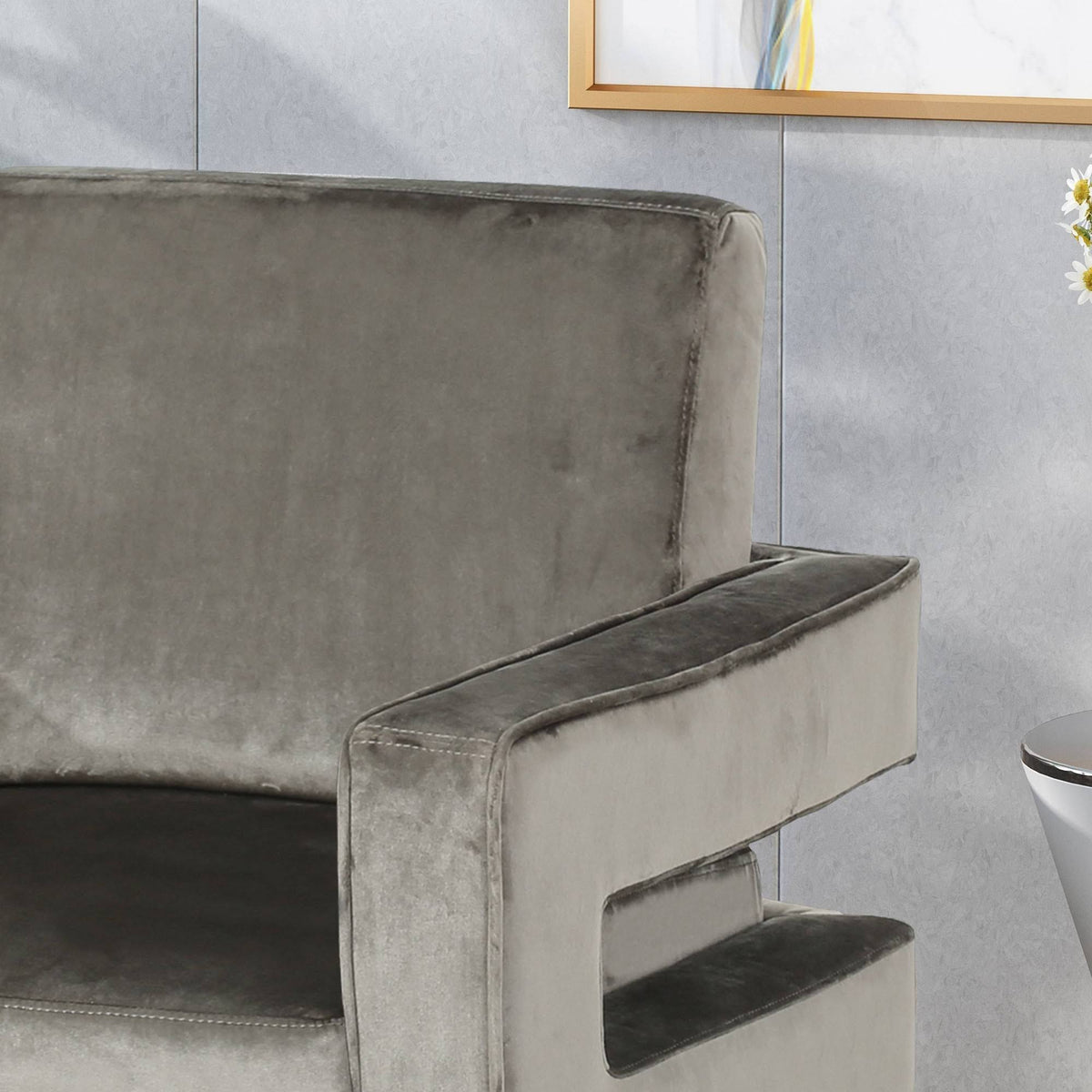 Gray Velvet Club Chair H639840